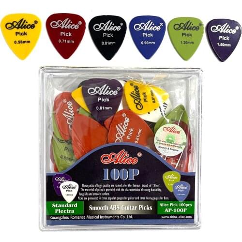 100pcs/pack Alice Smooth ABS Guitar Picks Standard Plectra AP-100P Multi Thickness