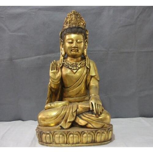23" China temple Bronze gild Kwan-Yin Bodhisattva Avalokitesvara Buddha Statue