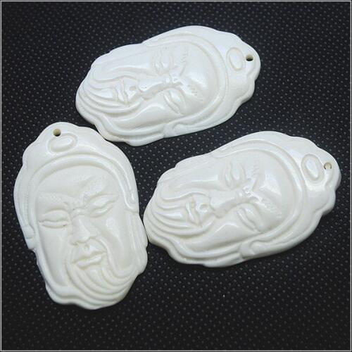 3pcs nature bone beads pendant white coral new people face jewelry accessories jewelry findings 47x29mm