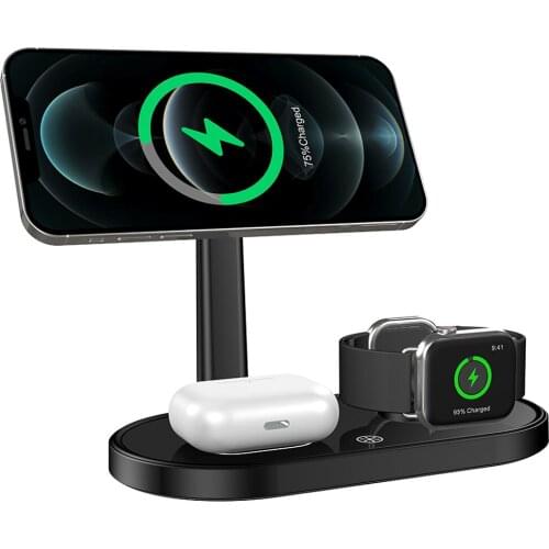 15W Qi Fast Wireless Charging Dock Station For iPhone 12 Mini Pro Max Magnetic Wireless Charger Stand For Airpods Pro iWatch