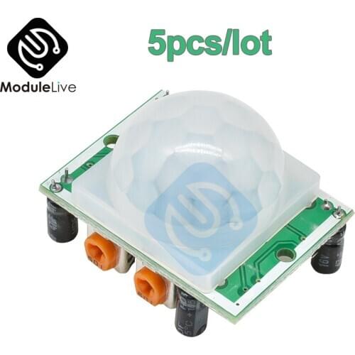5PCS SR501 HC-SR501 Body Sensor Module Adjust IR Pyroelectric Infrared PIR Motion Sensor Detector Human Sensor Board For Arduino