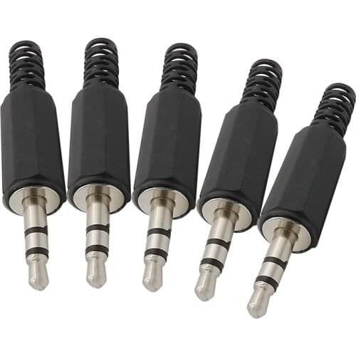 5Pcs Replacement Repair 3.5mm TRS Male Plug Stereo Audio Adapter Solder Type DIY Headphones Plugs Cable Wire Connector