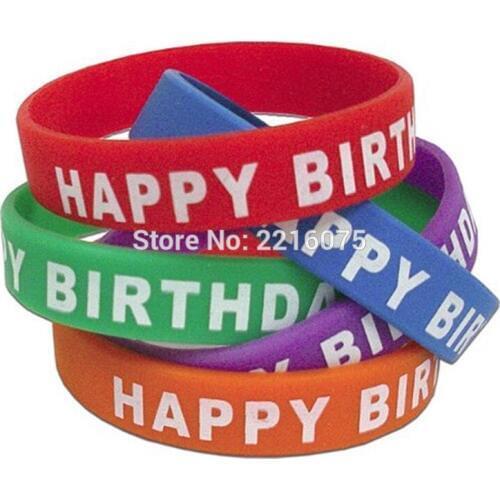 500pcs Happy Birthday Multi Color wristband silicone bracelets free shipping by DHL express