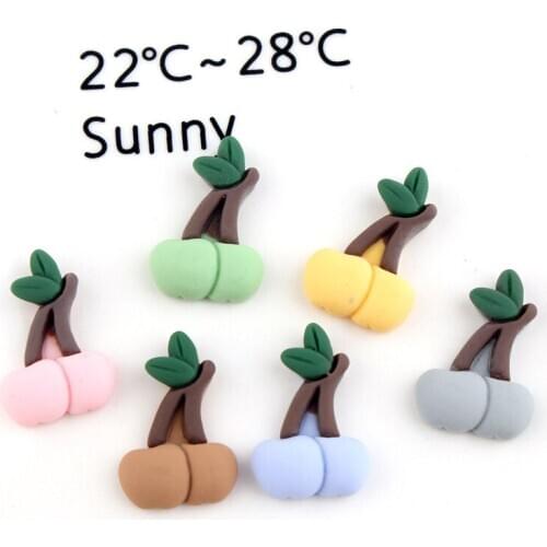 DIY Jewelry Findings Ornament Accessories 10pcs 17*25mm Kawaii Fruit Cherry Resin Cabochon DIY Charm Phone Shell Decor Patch