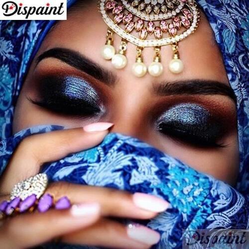 Dispaint Full Square/Round Drill 5D DIY Diamond Painting "Indian woman" Embroidery Cross Stitch 3D Home Decor A10397