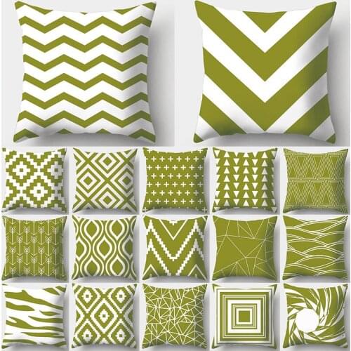 Army Green Geometry Print Decorative Cushions Pillowcase Peach Skin Cushion Cover Throw Pillow Sofa Decoration Pillowcover 45x45