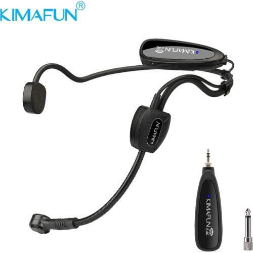 KIMAFUN 2.4G Wireless Headset Microphone System with Transmitter and Receiver Design for Stage Performance,Band Live,Busker