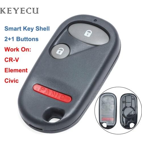 Keyecu Smart Remote Key Shell Case 3 Buttons for Honda CR-V 2002-2004 Element 2004-2011 Civic Si 2002-2005