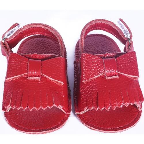 Genuine Leather Baby sandals Soft sole Baby moccasins With Bow Baby Girls shoes