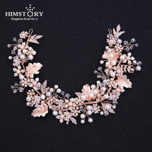 HIMSTORY New Rhinestone Custom Made Big Tiara Handmade Headpiece Bridal Wedding Dressing Crown Accessory Women
