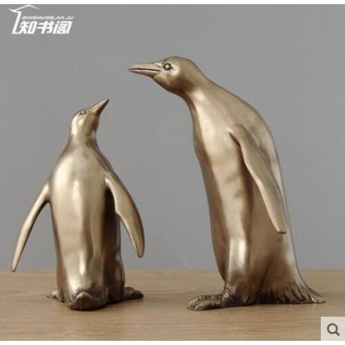 Like a pair Cold cast copper penguin wine cabinet Practical means of getting rich deer home decoration sculpture art crafts