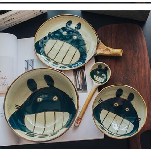 Ceramic Rice Bowl Set Cutlery Lovely Japanese Cartoon Mug Dish Spoons Tableware Dishes