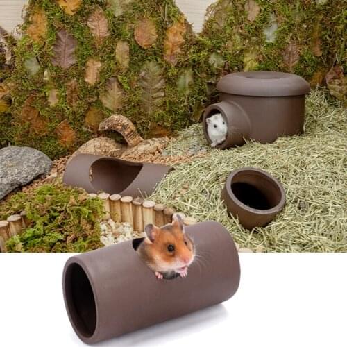 Ceramic Hamster Tunnel Tubes Hideout Hamster Purple Clay Tunnel for Hamsters Mice Dwarf Rat Chipmunk Small Pet Accessories