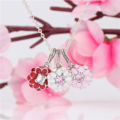 100% S925 Silver New Peach Blossom PAN Pendant Is Suitable For Original Pandora Bracelet And Necklace, Womens Diy Charm Jewelry