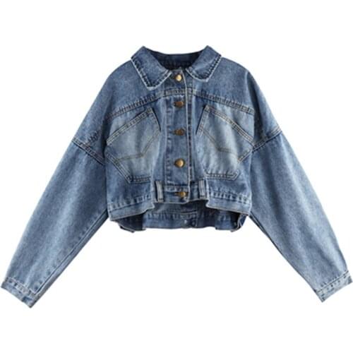 New Spring Autumn Womens Jeans Coats Casual Loose Large Size Female Jackets Trendy Vintage Lady Short Coats Denim Outerwear