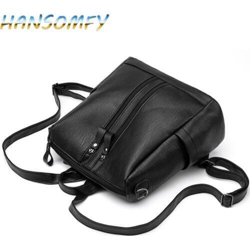 HANSOMFY 2018 HOT Fashion Women Backpack High Quality PU Leather Backpacks for Teenage Girls Female School Shoulder Bag MX-67