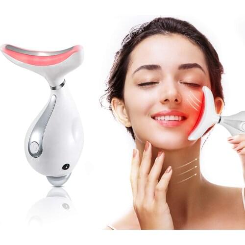 3 Colors Led Facial Neck Massager Led Photon Therapy Heating Reduce Double Chin Skin Lifting Face Neck Wrinkle Removal Tool