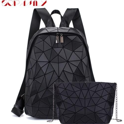 Fashion New Woman Backpack Travel Large Capacity Backpacks Leather Students School Bag Multi-Function Geometric Men Laptop Bags