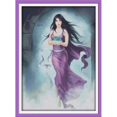 A magic woman cross stitch kit people 18ct 14ct 11ct count print canvas stitches embroidery DIY handmade needlework