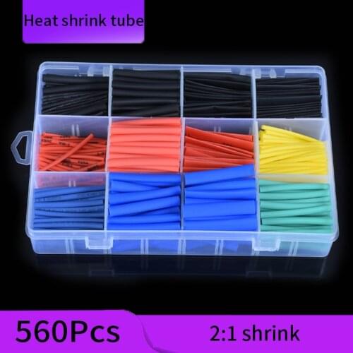 560pcs Heat Shrinkable Tube Kit Shrinking Assorted Polyolefin Insulation Sleeving 2:1 Wire Cable Sleeve Kit DIY Wire Repair