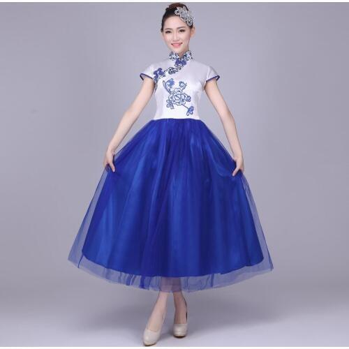 New Chinese Folk Dance Dress Adults Female Stage Wear Guzheng Performance Classic Costume Clothes for Women S-3XL