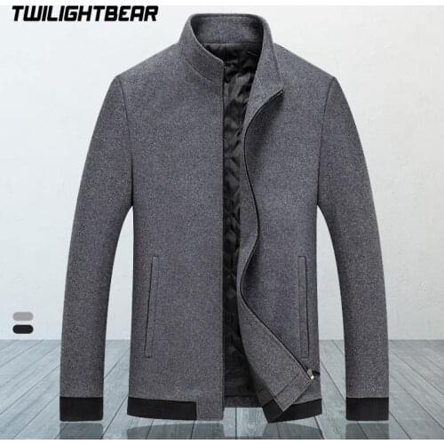 New Mens Woollen Jacket Coat Male Father Stand Collar Thicken Business Casual Coats Brand Clothing Men Overcoat Gift 4XL SA2005