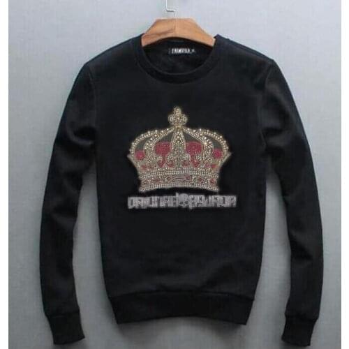 Designer Rhinestones Sweatshirt Men Streetwear Fashion loose design good quality O Neck long Sleeve hoodies Plus Size M-5XL