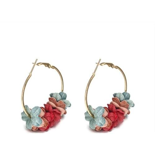 New Fashion Colorful Flower Drop Earrings For Women Petal Circle Big Statement Jewelry Girl Gift