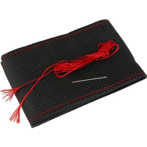 14.96″ DIY Steering Wheel Covers Hand-stitched PU Leather Braid Steering-Wheel Of Car With Needle Thread Interior Accessories
