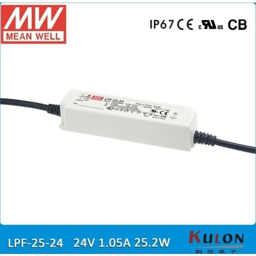 Original Meanwell LPF-25-24 25W 1.05A 24V led Power Supply waterproof 24V 25W IP67 with PFC