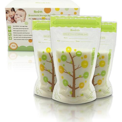112Pcs 235ml Baby Breast milk Storage Bags Leak Proof Sterilized Baby Food Safe Breast Milk Freezer Storage Bag For Baby Feeding