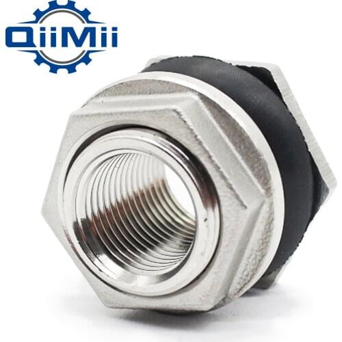 1/2" 3/4" 1" 1-1/4" 1-1/2" 2" BSP Female Thread Bulkhead Water Tank Connector Stainless Steel Adapter Fitting Homebrew