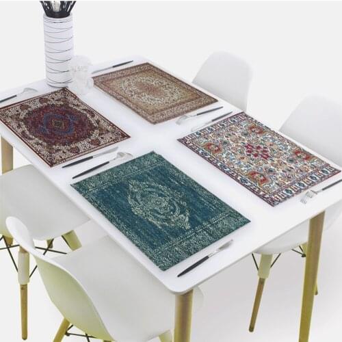 Steinway Style Pattern Placemat for Dining Table Retro Drink Coasters 32x42cm Rectangle Cup Pad Tableware Mat Kitchen Decoration