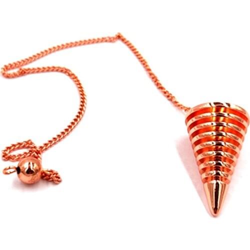 Pendant reiki pendulum Natural Stone Amulet Healing Pyramid spiritual pendulums for dowsing Copper metal Charms Chakra Amulet