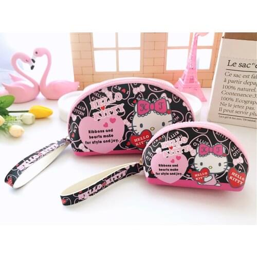 Sanrio Hello Kitty PU Leather Cosmetic Bag Coin Purse Melody Two-in-One Clutch Cosmetic Bag
