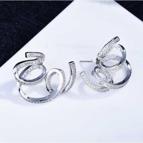 18K Gold Real Gold Infinity Stud Earrings Endless Love Clear Zircon Earrings for Women Trend Fine Jewelry Valentines Day Gift