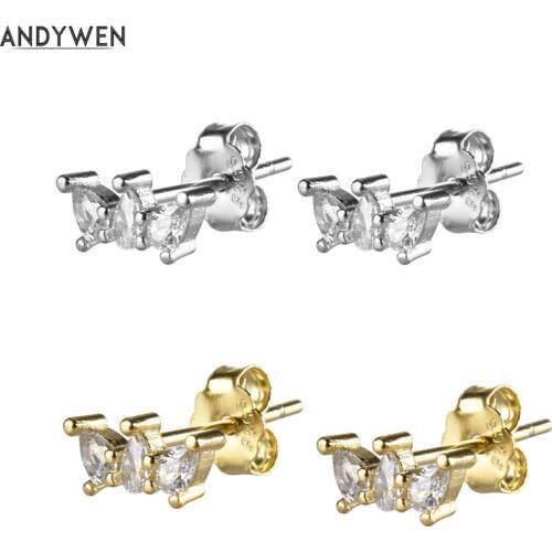 ANDYWEN 925 Sterling Silver Pirum Screw Crystal CZ Stud Earring 2019 Fashion Women Design Jewelry Nightmare Before Christmas