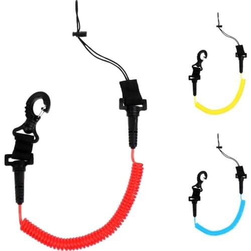 90.5" Stretch Length Surfboard Canoe Kayak Coil Paddle Leash Secure Fishing Diving Accessories Lanyard Cord Blue/Yellow/Red