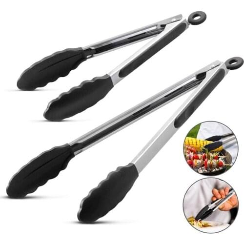 9/12Inch Silicone Food Tong Salad Bread Serving Tong Non-Stick Kitchen Cooking Tong With Joint Lock Heat-Resistant Grilling Tong