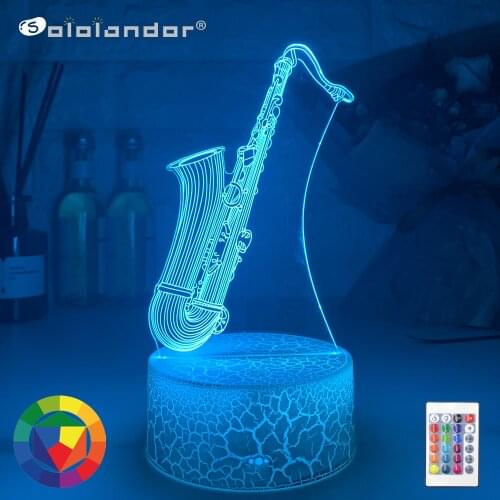 SOLOLANDOR Newest Morden Light Saxophone 3D Night Light 2019 Children Lover Present Bedroom Music Shop Decor Lava Lamp Lamparas