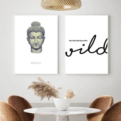 Sakyamuni Buddha Statue Qoutes Wall Art Canvas Painting Black and White Nordic Posters And Prints Wall Pictures For Living Room