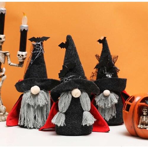 Halloween Gnome Decoration, Cute Swedish Tomte Vampire Doll with Witch Hat for Home Office