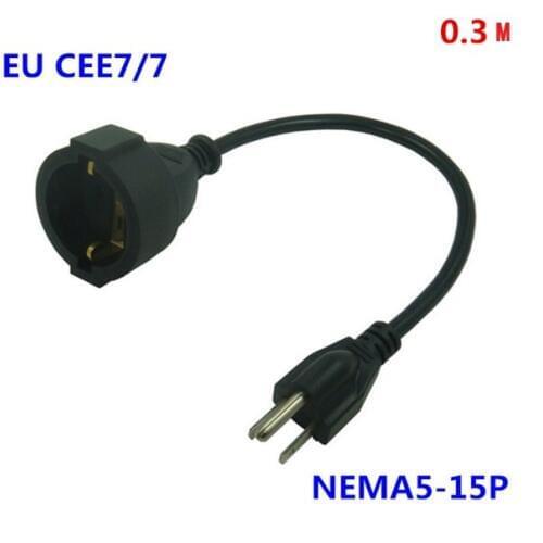 US 3PIN plug NEMA5-15P to CEE 7/7 European Female Schuko Socket Adapter Cable FOR UPS/PDU Extension Power Cord