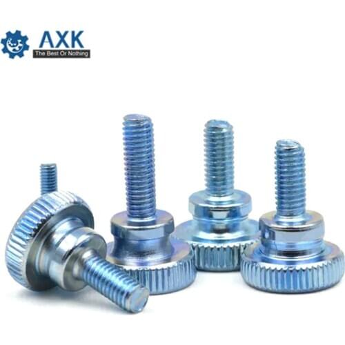 50Pcs DIN464 GB834 M3 M4 Carbon Steel Knurling Head Knurled Thumb Screw Hand Tighten Curtain Wall Glass Lock Screws Bolt