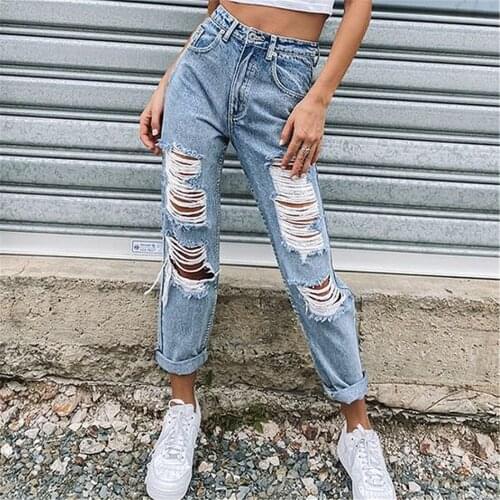 Women Denim Pants Ladies Jeans Classic DA Womens Jeans Slim High Waist Casual Female Pantalones Ripped Little Feet Trousers