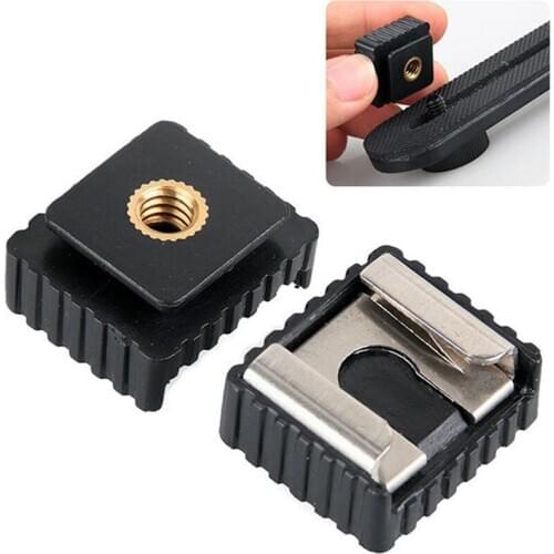 1PCS Flash Hot Shoe Mount Adapter Speedight Flash Cold Hot Shoe Bracket Mount Adapter 1/4" Screw for Studio Speedight Tripod
