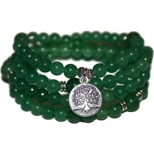 108 Beads Mala Yoga Bracelet Green Aventurine Wrap Bracelet Man Tree of Life Mala Healing Jewelry For Men