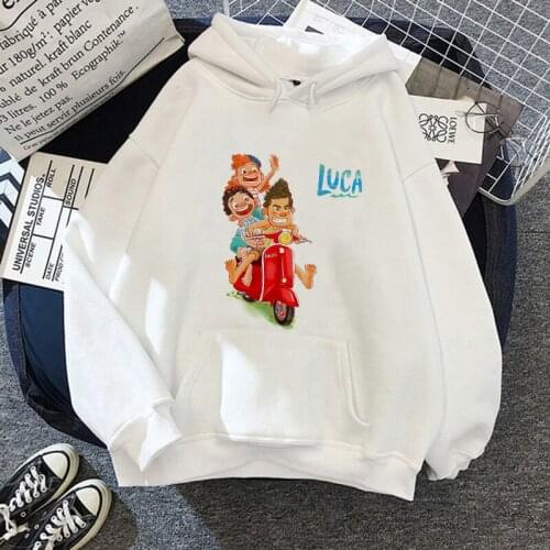 2021 Autumn Warm Luca Disney Hoodies Cartoons Kawaii Casual Clothes Women Hooded Pullover Winter Vintage Femme Hooded Sweatshirt