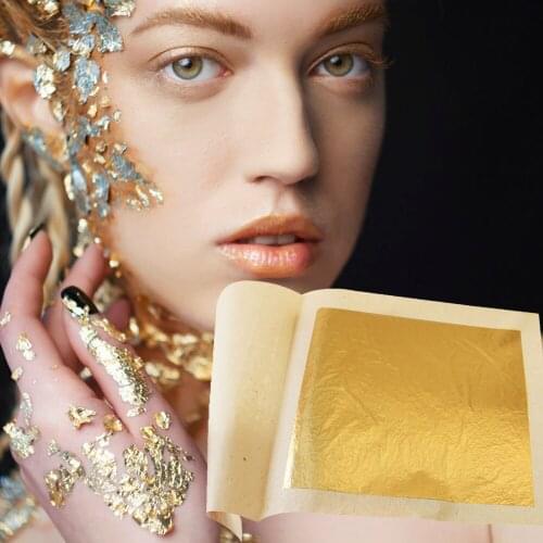 24K Edible Gold Leaf Sheets Gold Foil for Cake Decoration Steak Real Gold Paper Gold Cooking Drink Food Dessert Gold Decorations