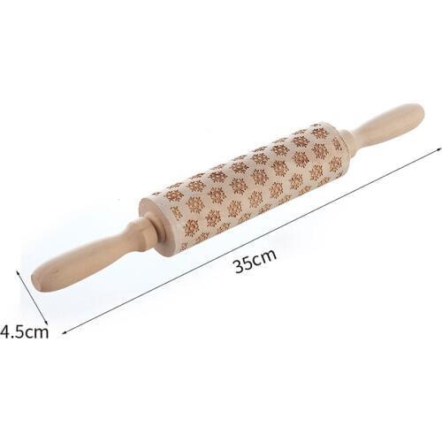 30pcs Christmas Rolling Pin Engraved Carved Wood Embossed Rolling Pin Kitchen Tool Dough Dog print footprint Engraved Roller